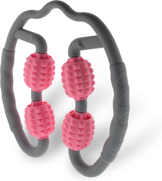 5 STAR SUPER DEALS Quad Roller Massage Stick- U Shaped 360° Deep Massage Ball Tool to Relieve Arm, Leg, Neck Muscle Soreness Stiffness and Tight Muscles (Purple)