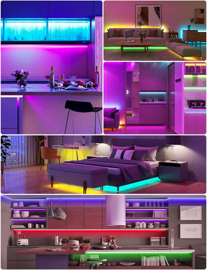 Daymeet Motion Sensor LED Strip Lights, 16.4ft RGB Motion Activated Under Bed Lights with Automatic Shut Off Timer App Control Cabinet Night Light Closet Lights for Hallway, Kitchen,Bedroom