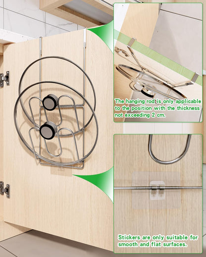Pot Lid Organizer,304stainless steel door hanging pot lid rack (Modern,Four-layer)