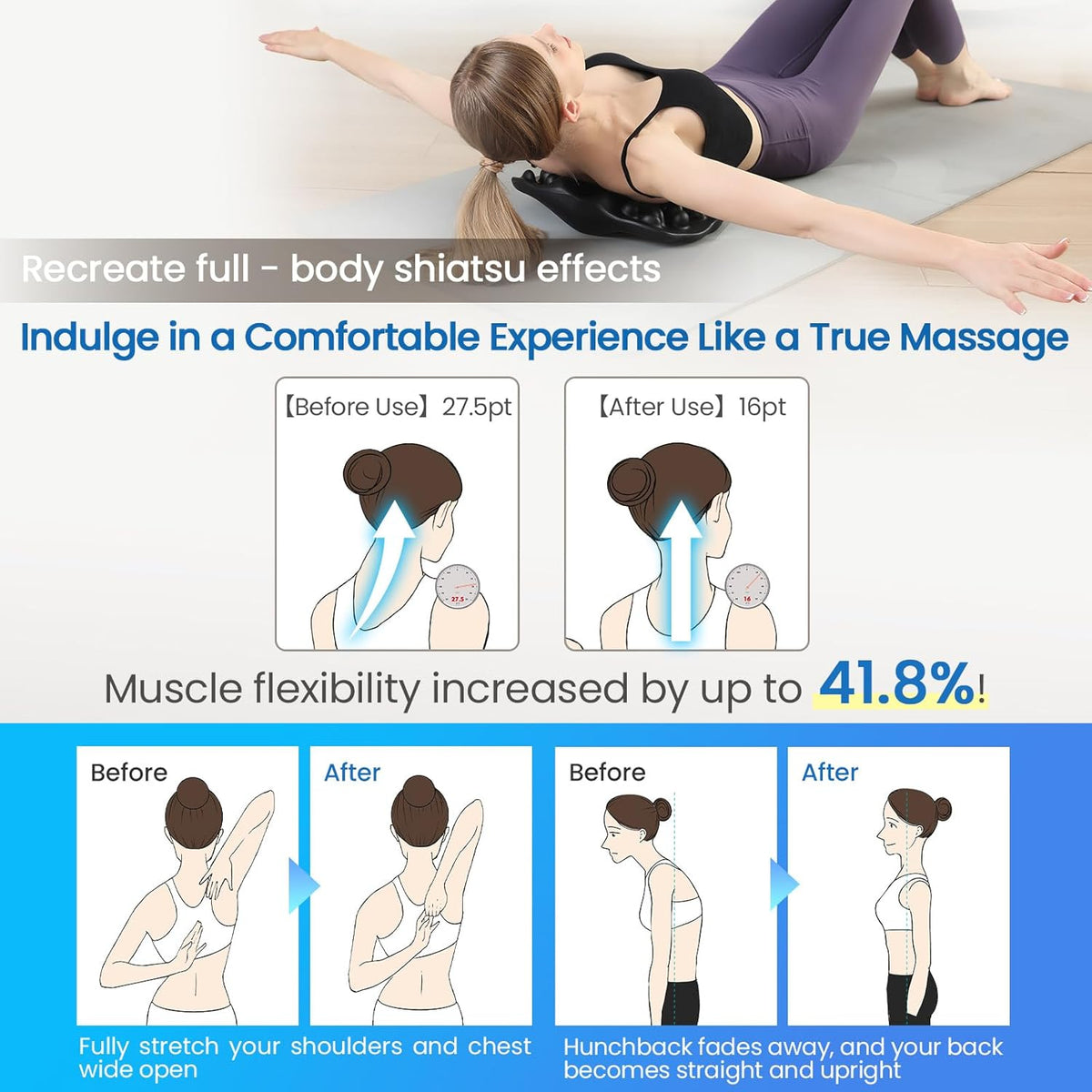 Upper Back Stretcher with 22 Pressure Points for Shoulder Blades