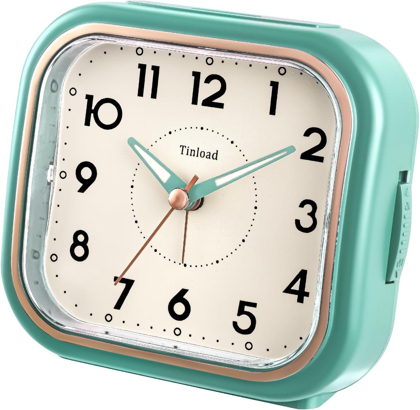Tinload 4.3" Vintage Retro Analog Alarm Clock, Super Silent Non Ticking Clock with Manual Light, Snooze, Battery Operated, Simply Design, for Living Room, Bedroom, Bedside, Desk(Blue-V2)
