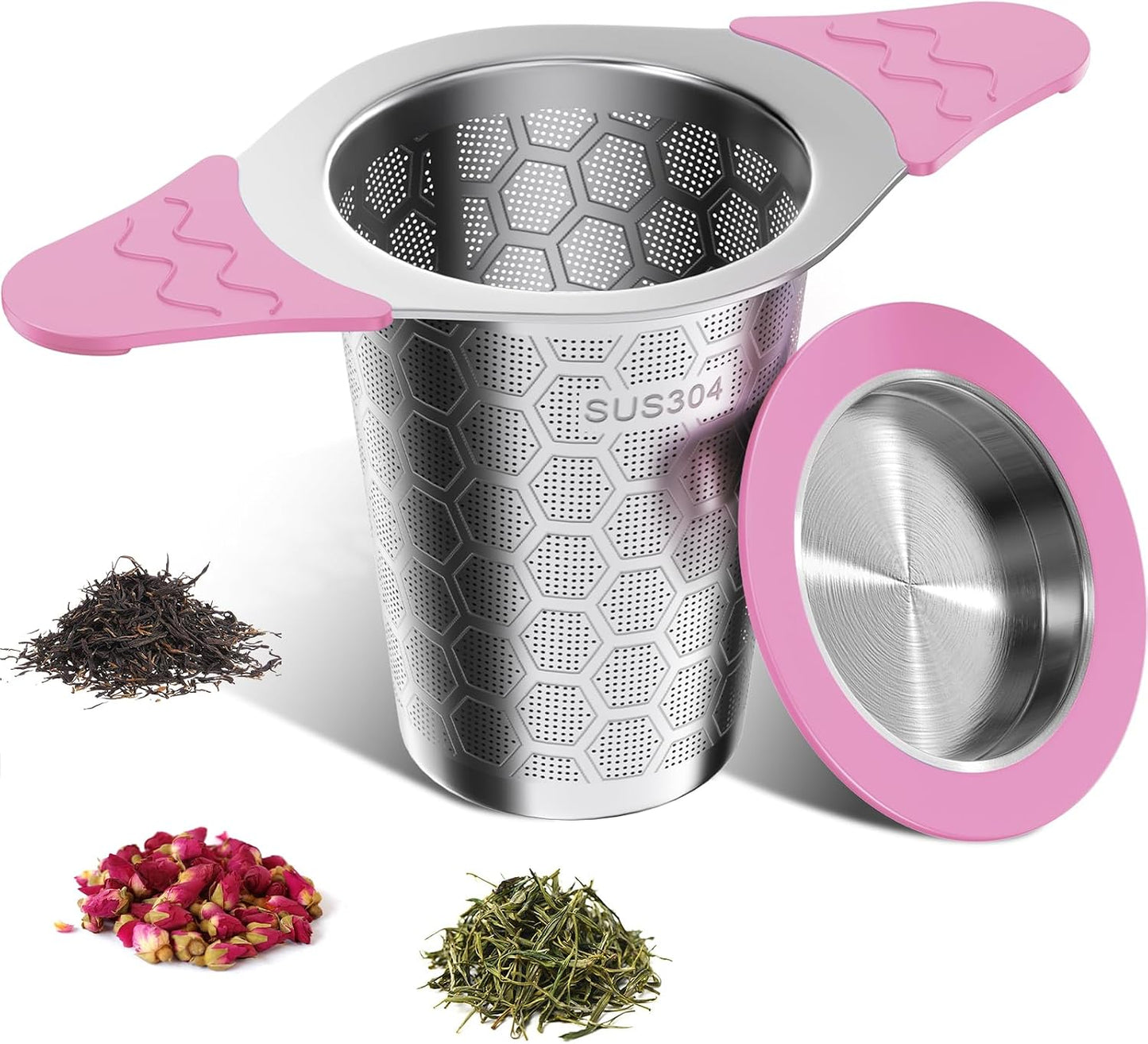 Tea Infuser for Loose Leaf Tea,Stainless Steel Tea Infuser with Heat Proof Silicone Handles,Extra Fine Mesh Tea Strainers Filter Fine Tea Leaves Effectively,Fits TeaPots/Mugs