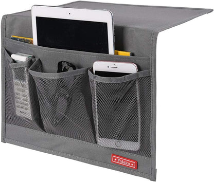 Bedside Caddy,Bedside Organizer Caddy Under Mattress,Holds Magazines,Books (4 Pockets-Grey)