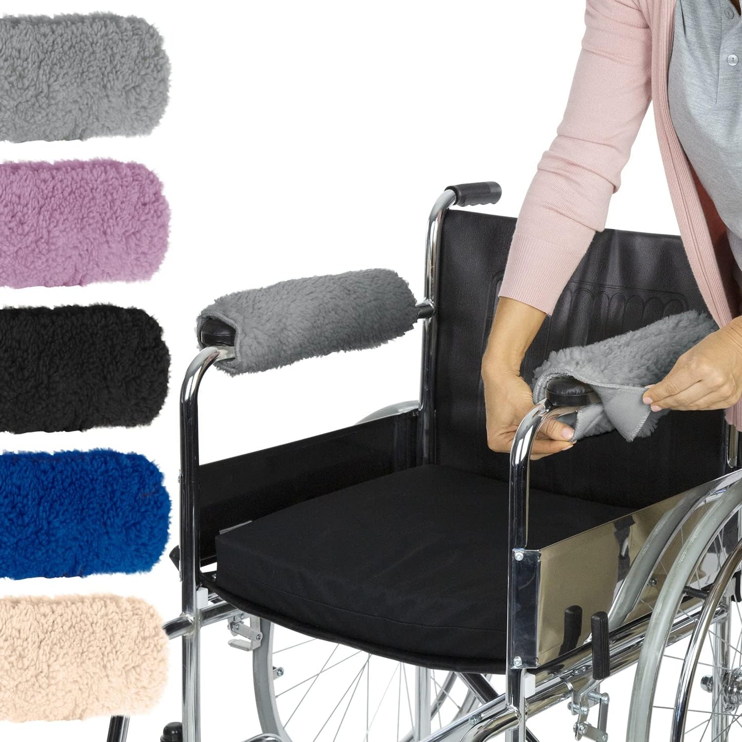 Vive Wheelchair Armrest Pads (2 PCS) - Memory Foam Sheepskin Cushion | Accessories for Transport Electric Wheel Chair Arm Rests - for Adults, Seniors, Handicapped - Soft Support for Office Chair