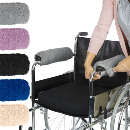 Vive Wheelchair Armrest Pads (2 PCS) - Memory Foam Sheepskin Cushion | Accessories for Transport Electric Wheel Chair Arm Rests - for Adults, Seniors, Handicapped - Soft Support for Office Chair