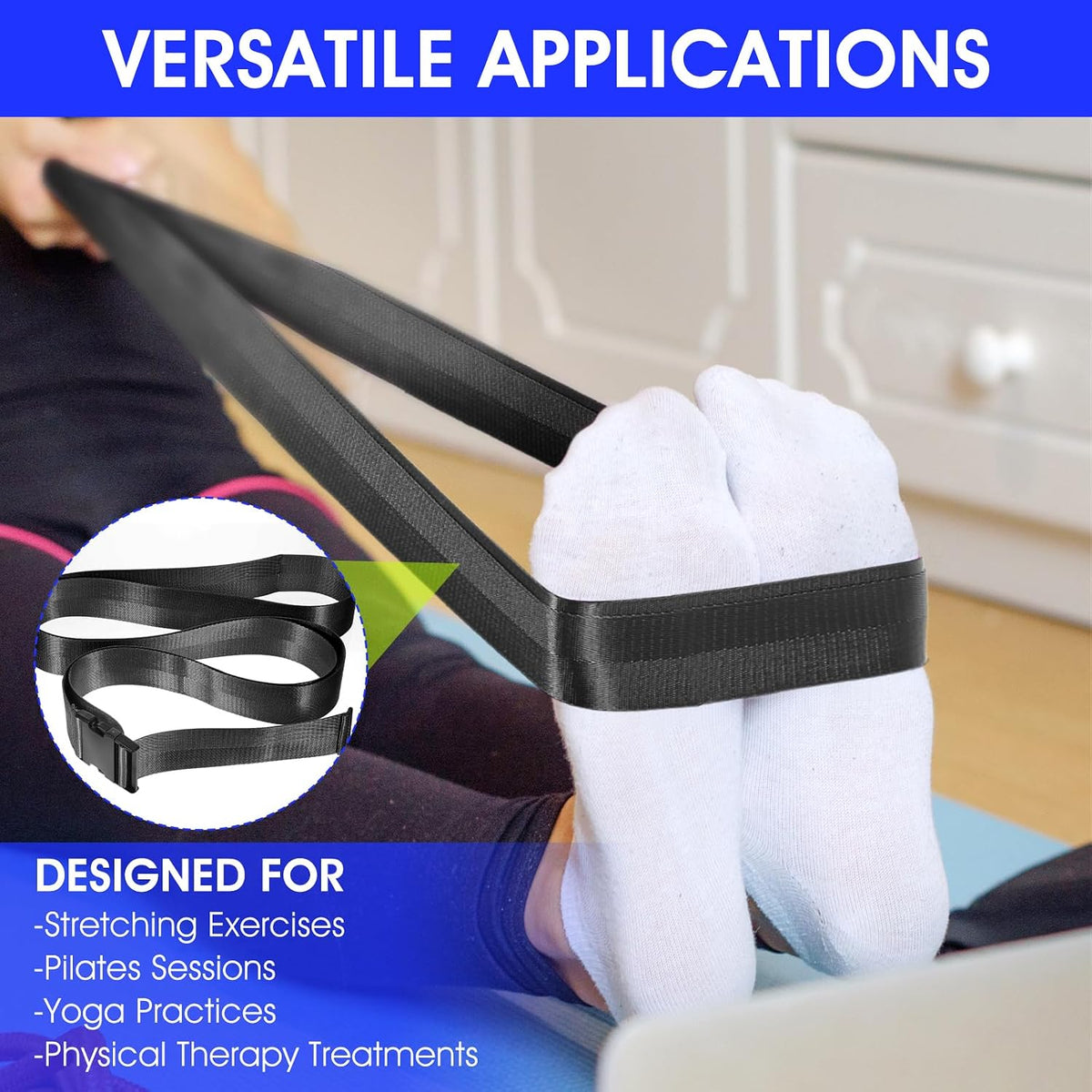 Physical Therapy Strap, Extremity Mobilization Belt, Manual Traction Strap, Adjustable Stretch Straps for Stretching Yoga Leg Shoulder Exercise