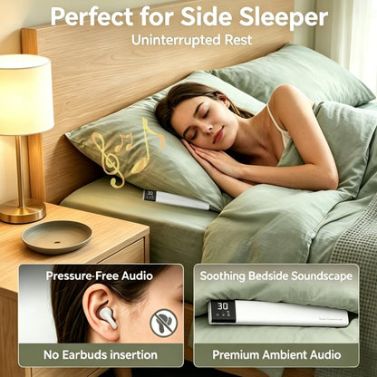 Under Pillow Speaker for Sleeping, Bone Conduction Sleep Speaker for Side Sleeper - 36 Built-in White Noises Natural Sounds, Wireless Bluetooth, TF Card Slot, Auto Off Timer, Portable Bedside Device
