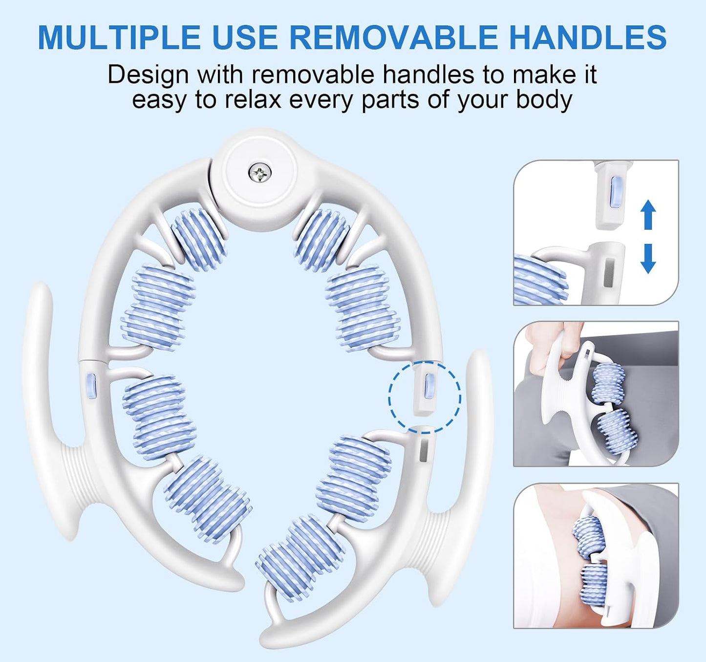 KESHWELL Cellulite Massage Tool,Muscle Massage Roller,Deep Fascia Massager | Lymphatic Drainage Massager,Cellulite Remover for Legs,Manual Massage Stick with Detachable Handle for Neck,Back, Arm,Thigh