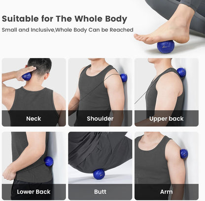 Sportneer Massage Balls for Trigger Point Therapy, Lacrosse Ball with String, Muscle Myofascial Massage Balls for Deep Tissue Release Foot Plantar Fasciitis,Hard Ball for Back Shoulder Relax- Blue