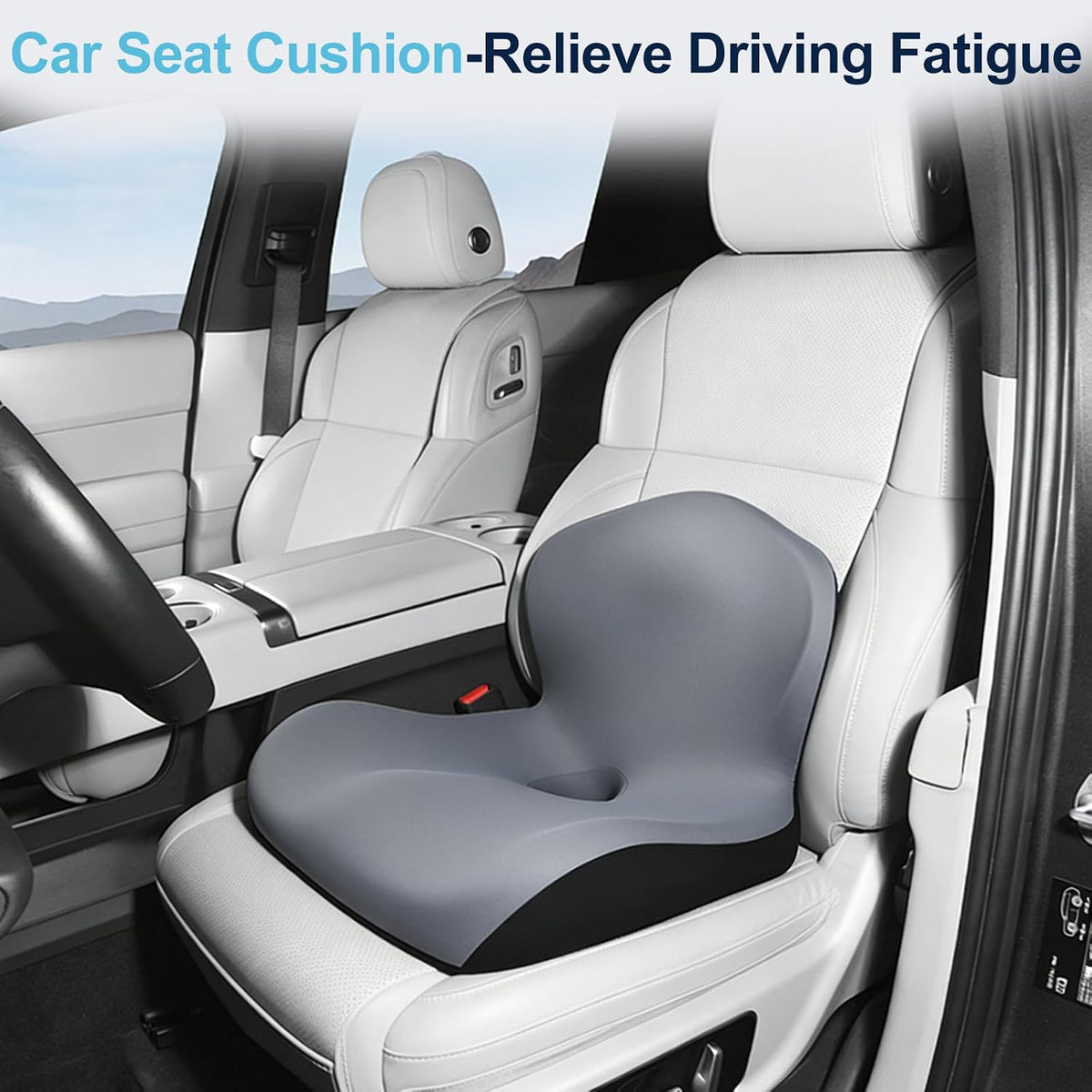 Seat Cushion for Office Chair and Car, L-Shaped Ergonomic Car Seat Cushions, Memory Foam Chair Cushion, Lumbar Support Pillow for Wheelchair, Car, Home, Office, Desk, Black