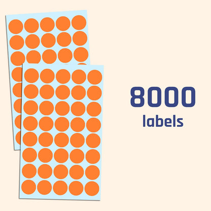 2000 Pack, 3/4" Round Colored Dot Stickers Labels - 10 Colors