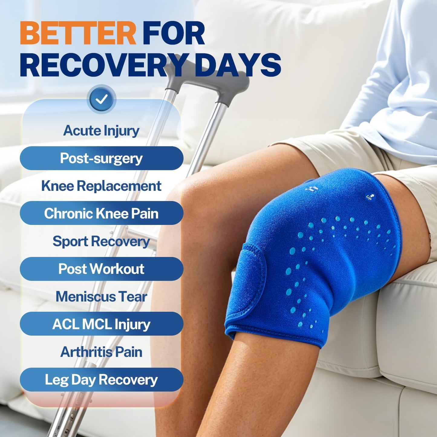 Knee Ice Pack Wrap, Long-Lasting Cold Compression for Knee Pain Relief | Thickened Gel, Stays Cold Longer, Soft After Freezing, Adjustable Fit, No Slip, Full Wrap cooling, Reusable Cold Hot Therapy