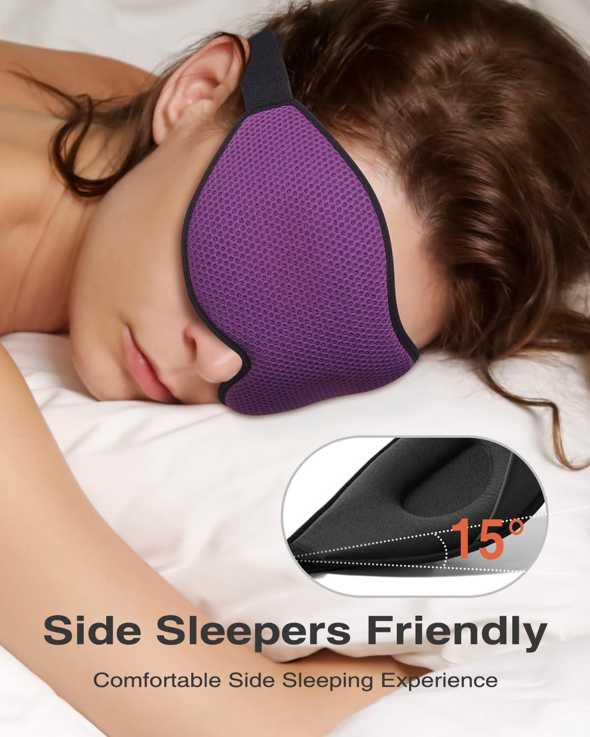 MABAO Sleep Mask for Side Sleeper, Eye Mask for Sleeping Women Men, Black | 3D Contoured Cup No Eye Pressure, 100% Light Blocking Sleeping Mask with Adjustable Strap Night Blindfold Flight, Travel, Nap