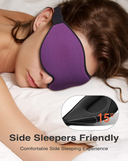 MABAO Sleep Mask for Side Sleeper, Eye Mask for Sleeping Women Men, Black | 3D Contoured Cup No Eye Pressure, 100% Light Blocking Sleeping Mask with Adjustable Strap Night Blindfold Flight, Travel, Nap