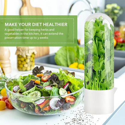 2 Pack Herb Keeper for Refrigerator with Herb Stripper | Keeps Herbs Fresh 2-3 Weeks, For Cilantro Mint Parsley, Water Fill Design, Fridge Door Friendly, Includes Herb Stripper