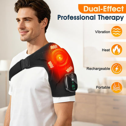 Shoulder Heating Pad with Massage, Rotator Cuff Shoulder Brace for Frozen
