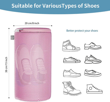 Shoe Washing Machine Bag, Laundry Bag for Sneakers, Orange, 7x15 | Bag to Wash Shoes in Washer and Dryer, for Tennis, Footwear, Trainers, Slippers, Prevent Tangling, Honeycomb Mesh