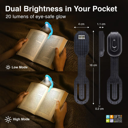 Gifts for Readers & Writers Rechargeable Book Light for Kids, Clip On Reading Light for Bed, 2in1 Flexilight Pals & Bookmark, 12 Hours of Light Once Charged, Includes USB Cable & 2 LED Lights, Dog
