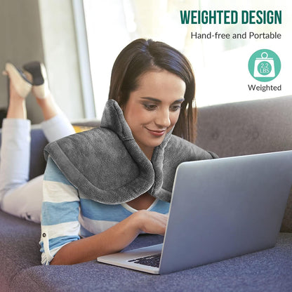 Snailax Heating Pad for Neck and Shoulders and Back, Large Heating Pad for Neck and Shoulders, Electric Heated Wrap, 6 Heat Settings & Auto Shut Off, Washable,Gifts