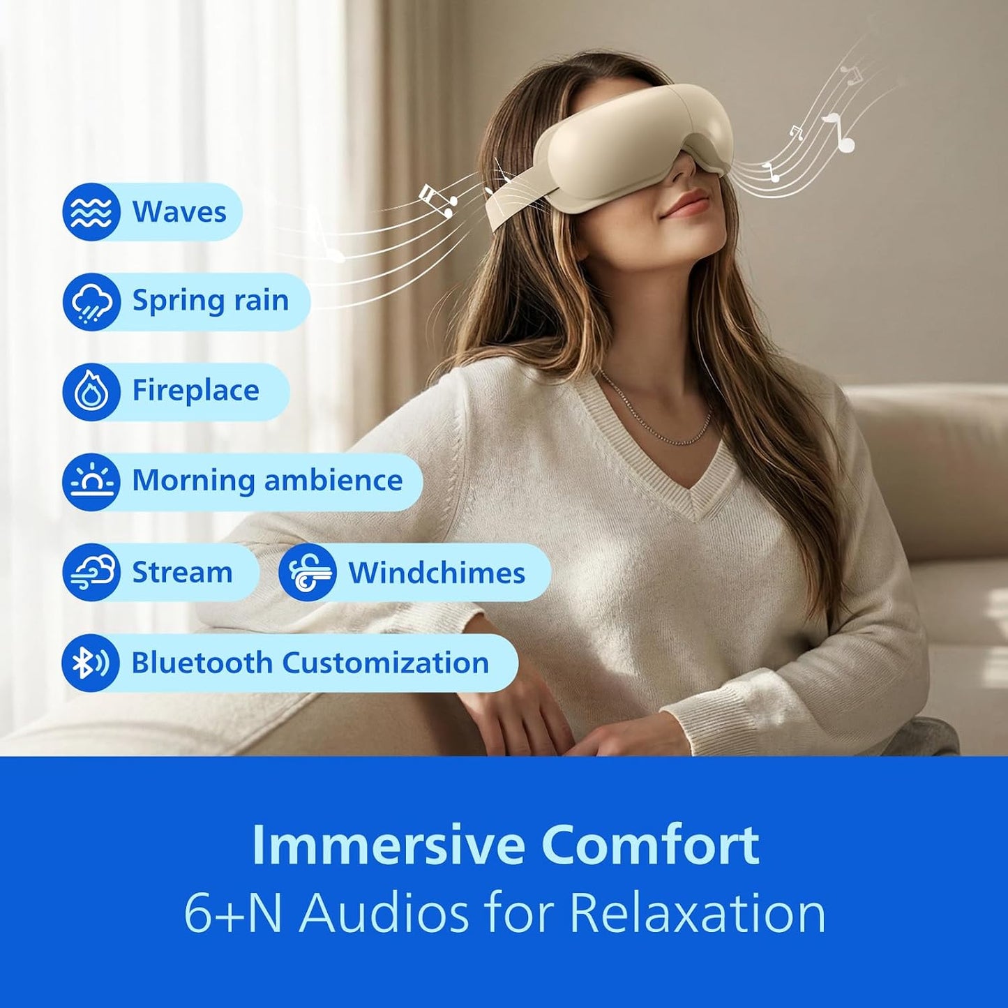 PHILIPS Eye Massager with Heat, Warm Compress for Headache, Migraine Relief | Rechargeable portable eye mask for home, office & travel; relieves stress & headache, ideal gift for women & men
