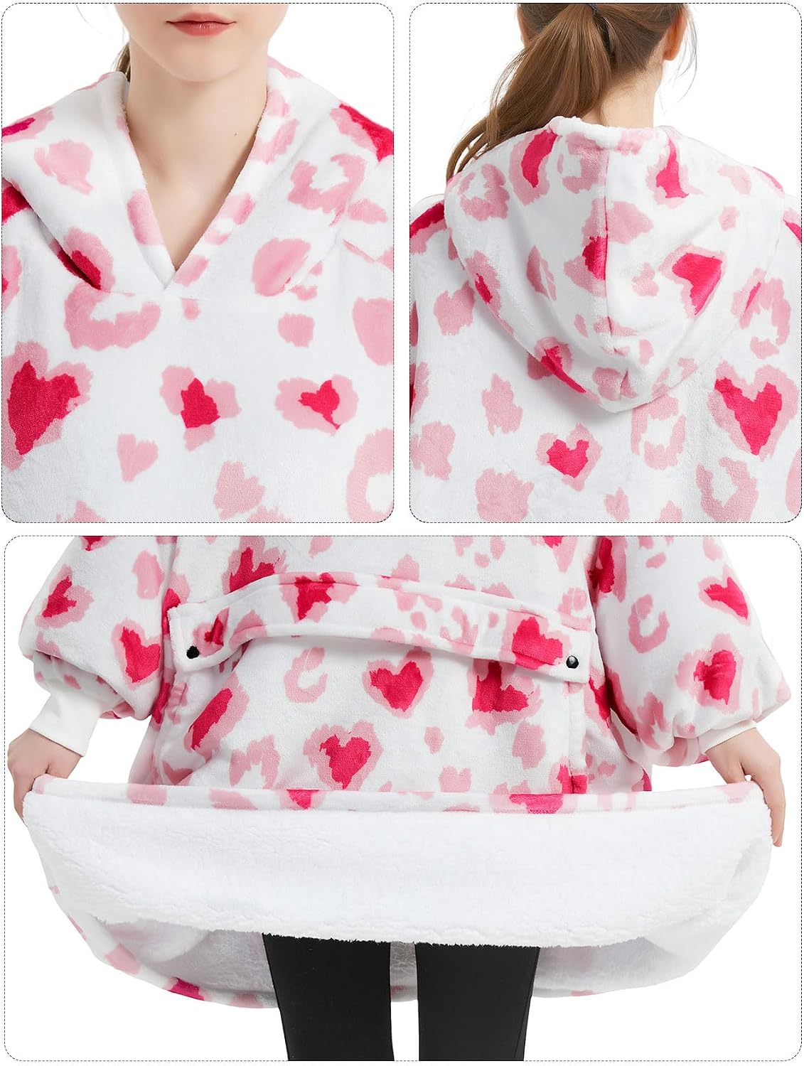 Wearable Blanket Hoodie for Adults With Pocket Strawberry Hoodie | Sherpa, Fuzzy Blanket Hoodie, Oversized Sweatshirt Blanket, Kangaroo Pouch, Cute Birthday Gifts for Sister, Cute Stuff