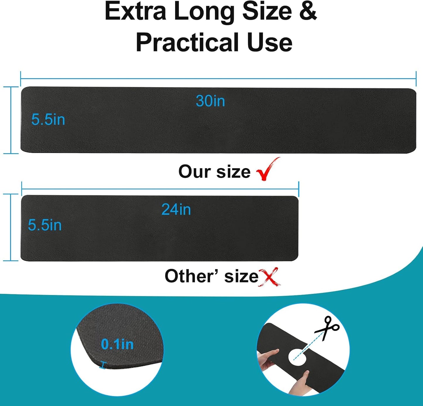 Customizable Kitchen Sink Faucet Mat: 30"Lx5.5"W Absorbent Splash Guard | Non-slip Fabric Rubber Mat, Cut to Fit Oval Rectangle Square Faucet & 2,3,4 Holes Irregular Sink with Soap Dispenser Air Gap