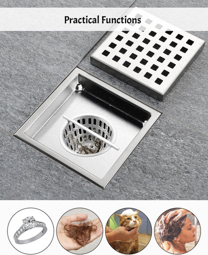 2 Inch Hair and Debris Strainer, Shower Drain Strainer with Lifting Hook, Stainless Steel Debris Basket Shower Drain Catcher, Hair Catcher for Floor Drain