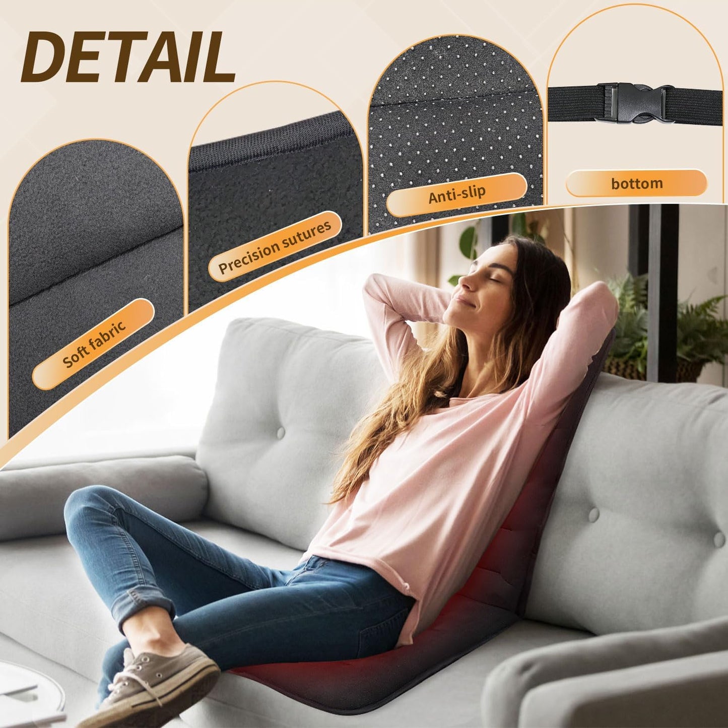 Heated Seat Cushion for Office Chair - Thick and Soft Warm Seat Cover in Winter- Easy Controller to Relieve Fatigue - Comfortable Heating Pad with Power Adapter for Home Etc.