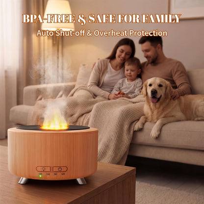 Essential Oil Diffuser for Home, 500ML Aromatherapy Diffuser Oil Machine for Office Room Yoga, Aroma Diffuser with Auto-Off Function, 9 Colors LED Night Light, Light Wood