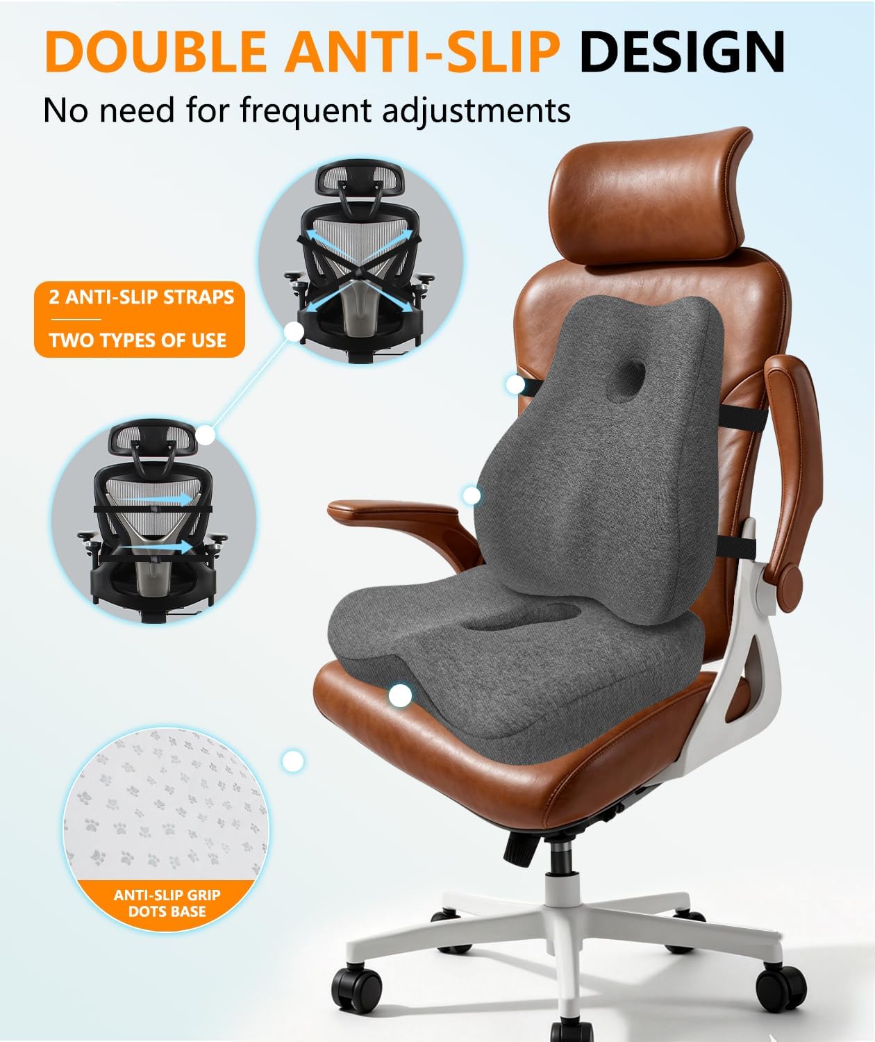 Lumbar Support Pillow & Seat Cushion for Office Chair, Memory Foam Office Chair Cushion for Tailbone Pain Relief and Lower Back Support, Ergonomic Desk Chair Cushion for Gaming,Wheelchair,Home
