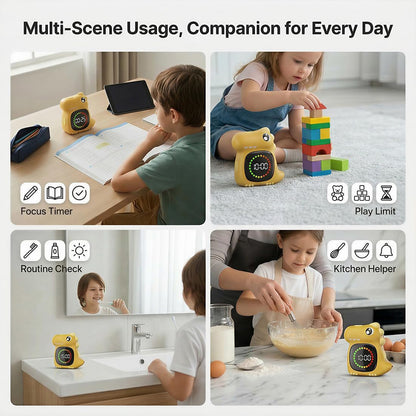 Pink Dinosaur Visual Timer for Kids, Girls Potty Training Timer | Color Countdown, Rechargeable, LED Screen, 99 Minute, Toddler, Children, Transition, 2-Min Toothbrush Setting, Hand Washing