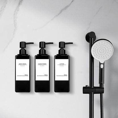 Shampoo Dispenser for Shower Wall, Shampoo and Conditioner Dispenser with 16 Waterproof Labels, No Drill Shower Soap Dispenser Bathroom, Shower Soap Dispenser Wall Mounted 3 Chamber, 17oz,Black | Shampoo Dispenser for Shower Wall, Shower Soap Dispenser