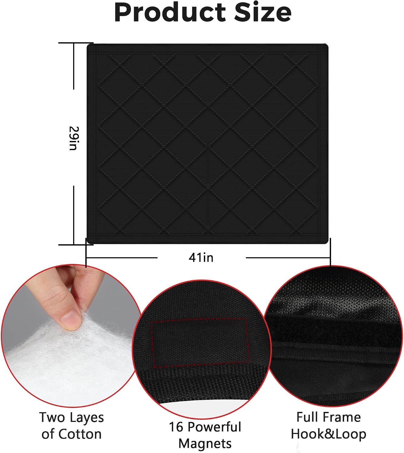 NABOWAN Magnetic Fireplace Cover Easy Install - Indoor Fireplace Blanket to Block Cold Air Reduce Energy Costs, Fireplace Draft Stopper with Full Frame Hook & Loop and Built-in Magnets (32 x 39 Inch)