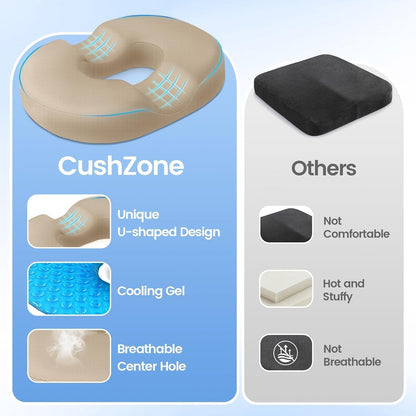 Donut Pillow Seat Cushion, Cooling Gel Memory Foam Chair Cushion, Black