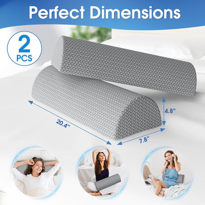 Knee Pillow for Back Sleeping Memory Foam Half Moon Bolster Pillow for Legs