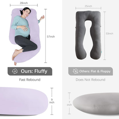 MOON PARK Pregnancy Pillows for Sleeping - 57 Inch U Shaped Full Body Maternity Pillow with Removable Cover - Support for Back, Legs, Belly, Hips - Pregnancy Pillow for Women - Grey