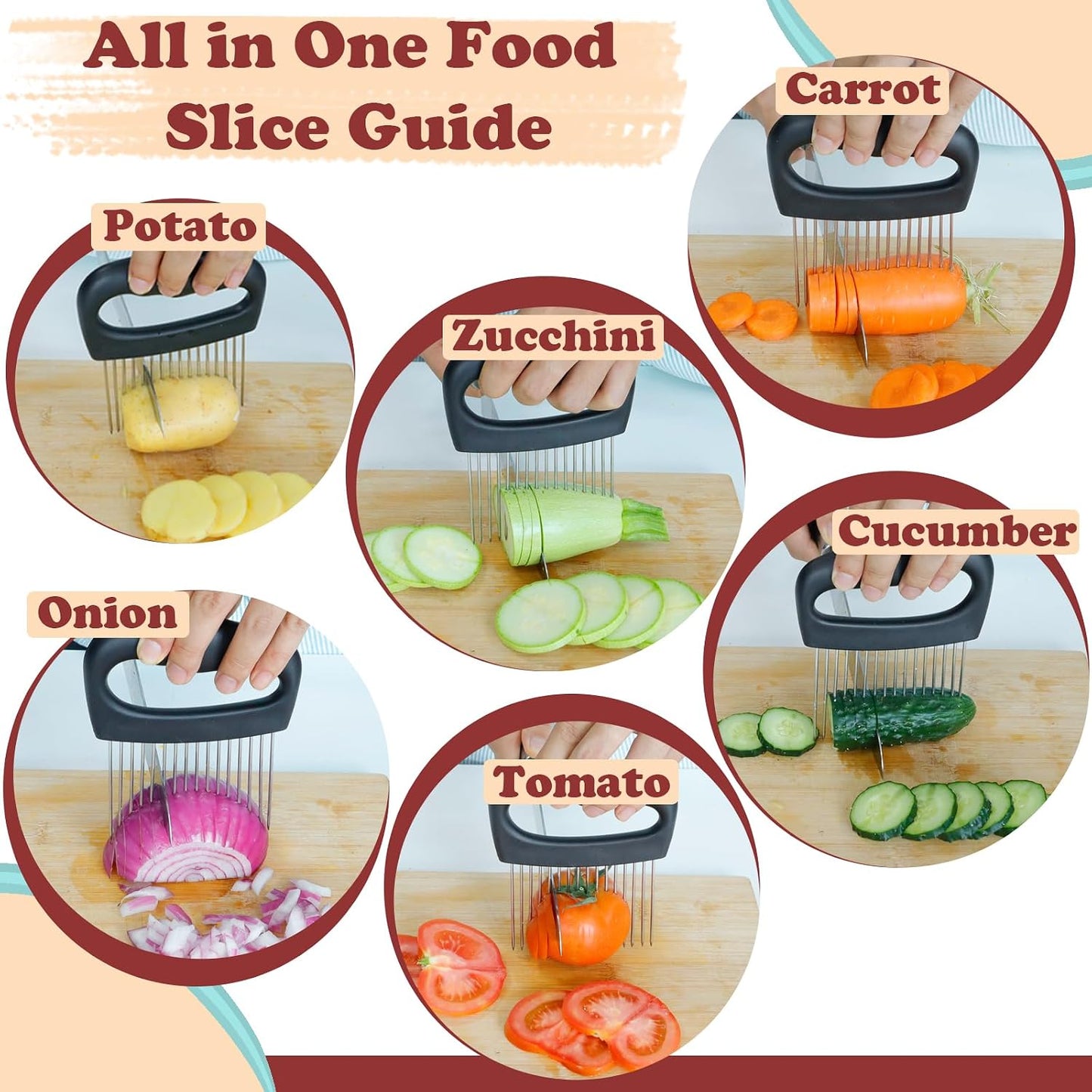 Hendiy Extra-Large Onion Holder for Slicing, 304 Stainless Steel | 16 Long Needles, Vegetable Chopper, Tomato Potato Slicer, Meat Tenderizer, Food Slicing Guide