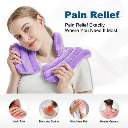MORLIDEN Neck Heating Pad Microwavable for Shoulders, Warmer Wrap Microwave Heating Pad for Neck and Shoulders for Pain Relief (Navy Blue)