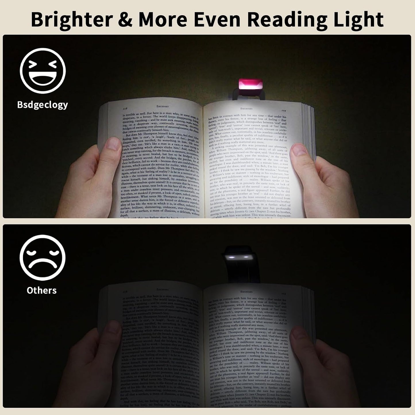24 Led Rechargeable Book Light for Reading in Bed-Eye Caring 3 Color Temperatures,80 Hrs Runtime Lightweight Clip-On Lamp, Perfect for Kids, Book Lovers, and Student Gifts(Black, Rotating)