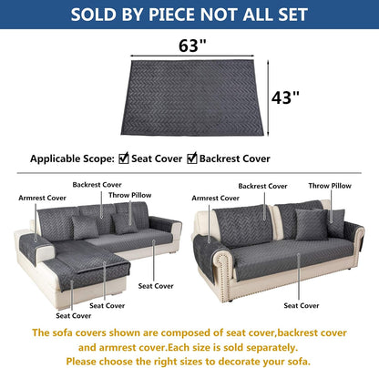 Eismodra Armrest Couch /Sofa /Backrest Covers,Anti-Slip Armchair Slipcovers for Dogs Cats Pet Loveseat Recliner Leather L Shaped,Dark Gray 28 x 28 Inches (Only 1 Piece)