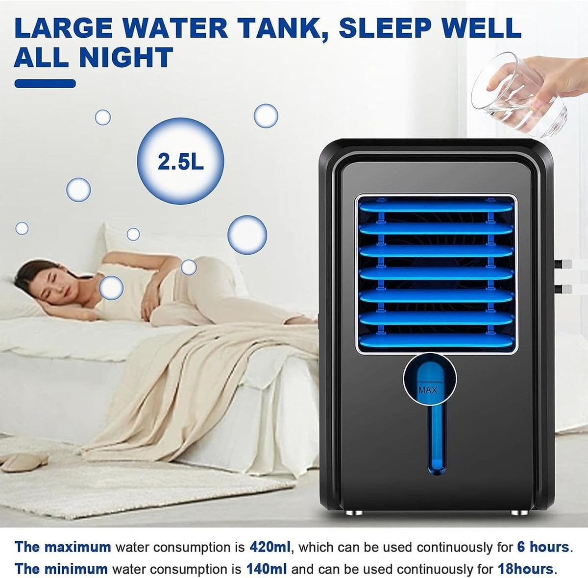 Electric Air Cooling Mat for Bed, Bed Cooling System with Remote 2.5L Water Tank & Adjustable 4 Speeds Water Injection Circulating Ice Mat for Bedrooms/Dormitories/Hotels(Single Size 160 * 70cm)