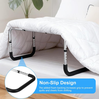 Blanket Lifter for Feet, Non-Slip Blanket Lifters for Foot of Bed, Adjustable Height with 4 Clips, Aluminum Bed Cradle for Feet Legs Ankles, Sleep Comfort & Surgery Recovery - Easy Assembly