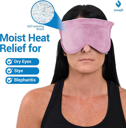 ZOMPALE Heated Eye Mask for Dry Eyes – Microwavable Moist Heat Eye Compress – Warm Compress for Eyes, Eye Strain & Stye Relief – Adjustable Strap, Washable Plush Cover, Reusable Eye Mask for Sleep