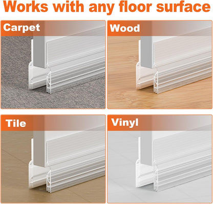 Door Draft Stopper, Door Sweep for Bottom of Door, Weather Stripping Door Seal Gap Filler Bottom Blocker Soundproofing Cold Air Insulation Save Energy Install Quickly Easily (Black, 39‘’)