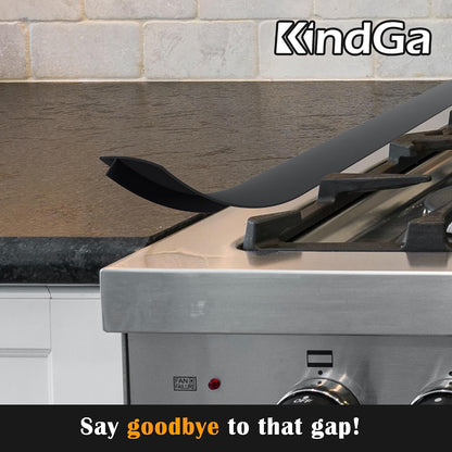 Silicone Stove Counter Gap Cover - 25 Inch Gap Filler 2 Pack Black | Long gap filler seals spills between kitchen appliances Stovetop oven countertop; stove gap cover, gas stove side gap covers