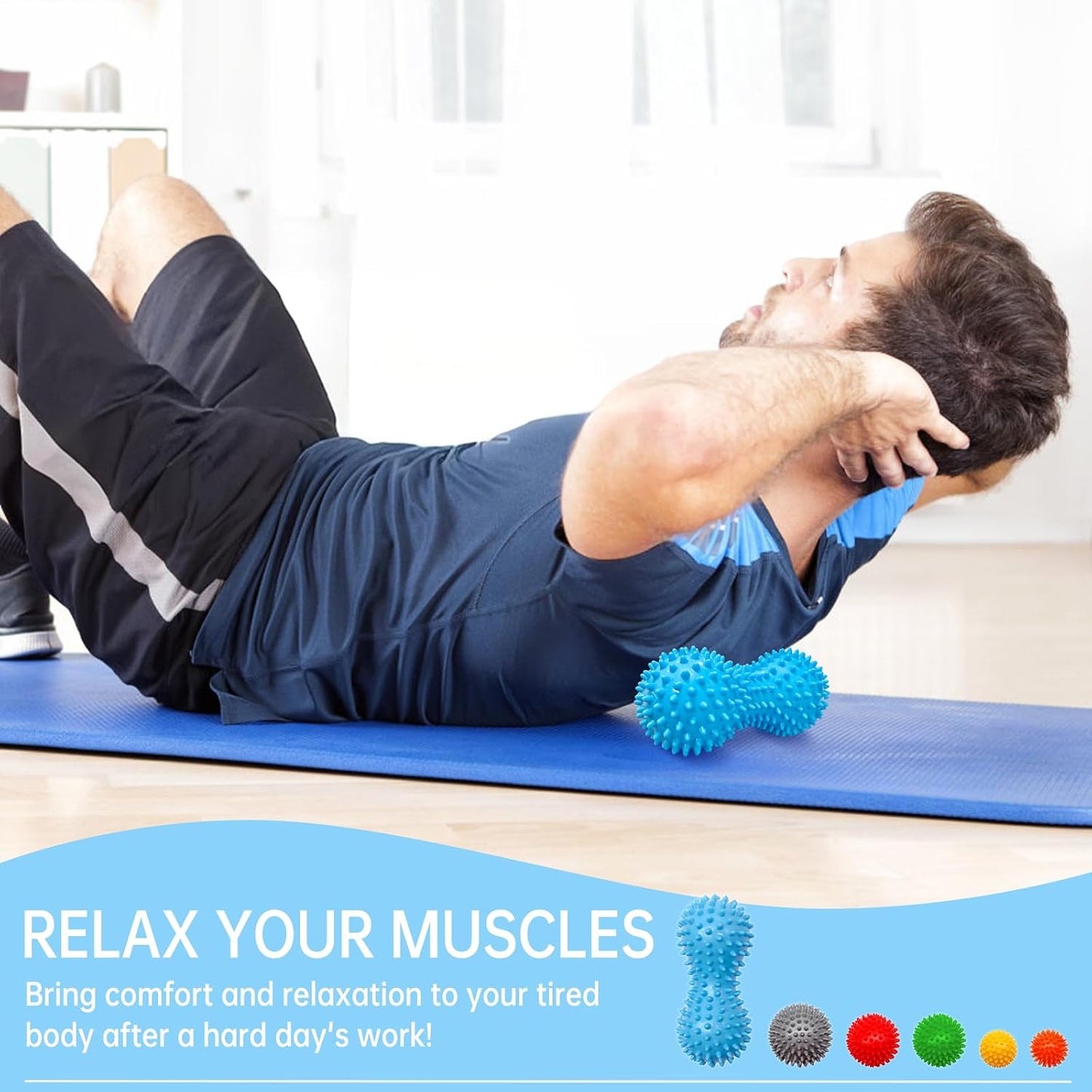 6-Pack Spiky Massage Balls Set, Hard Medium Soft Massage Ball for Feet | PVC,3 Firmness Levels,Spiky Ball for Muscle Release and Stress Relief,Foot Massage Ball,Home Gym Fitness Recovery