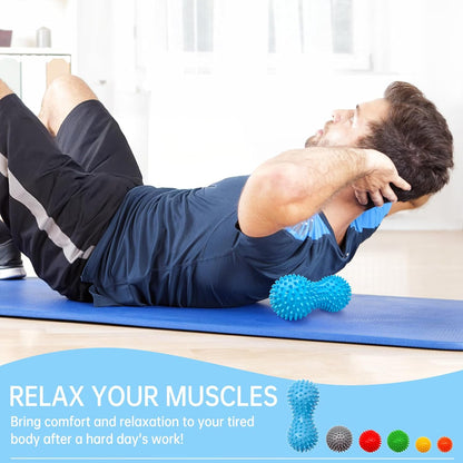6-Pack Spiky Massage Balls Set, Hard Medium Soft Massage Ball for Feet | PVC,3 Firmness Levels,Spiky Ball for Muscle Release and Stress Relief,Foot Massage Ball,Home Gym Fitness Recovery