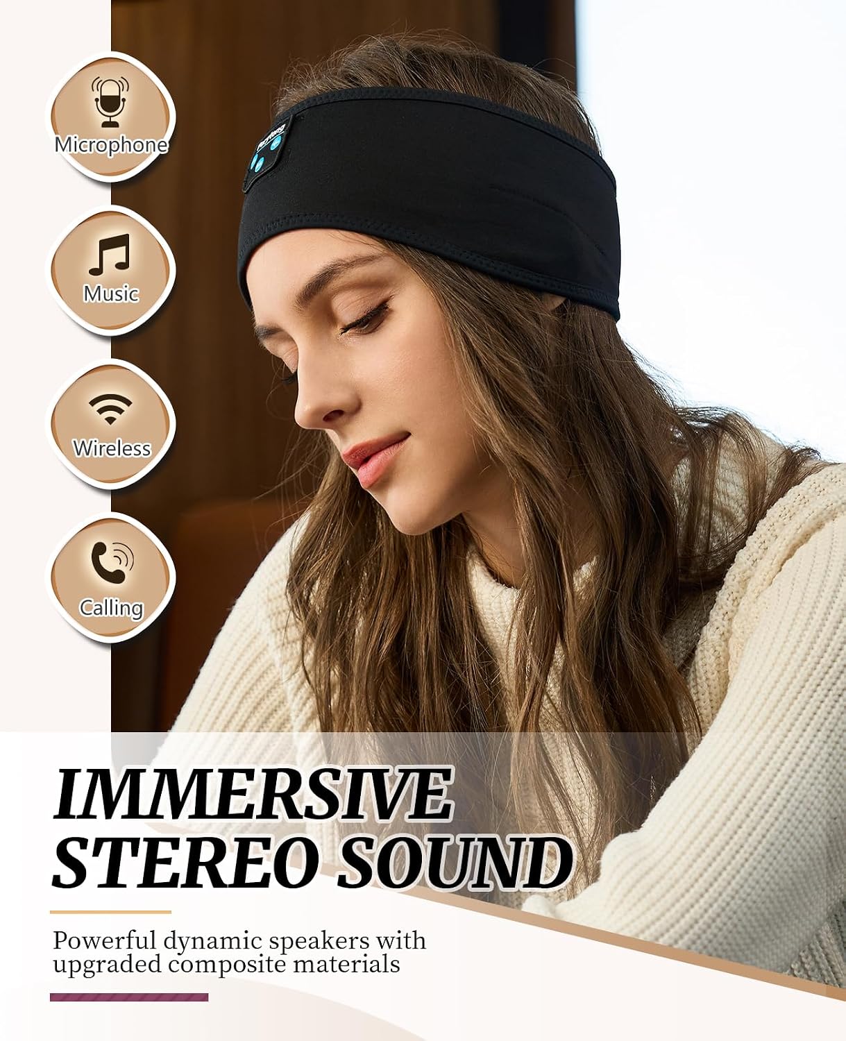 Perytong Sleeping Headphones Bluetooth Headband, Soft Long Time Play Sleeping Headsets with Built in Speakers Perfect for Workout,Running,Yoga,Travel, Darkgray