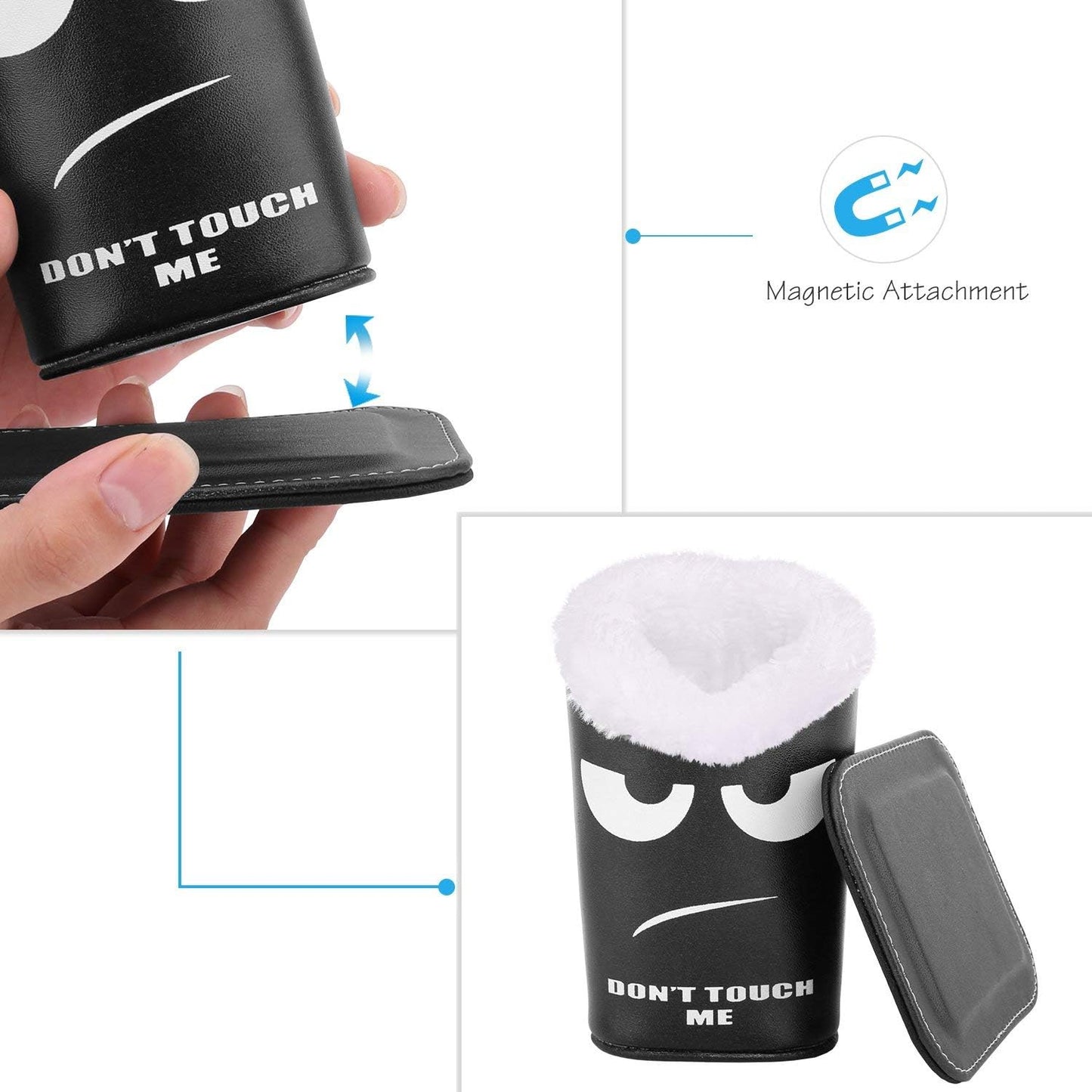 MoKo Eyeglasses Holder, Modern Velvet Plush Lined PU Leather Household Magnetic Holder Protective