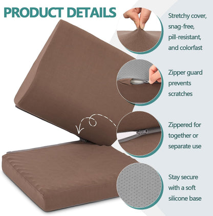 Shinnwa Lumbar Support Pillow for Recliner, Ultra-Soft Foam Back Support Pillow and Egg Crate Foam Seat Cushion 2-in-1 for Couch, Office Chair, for Back Pain Relief, Brown